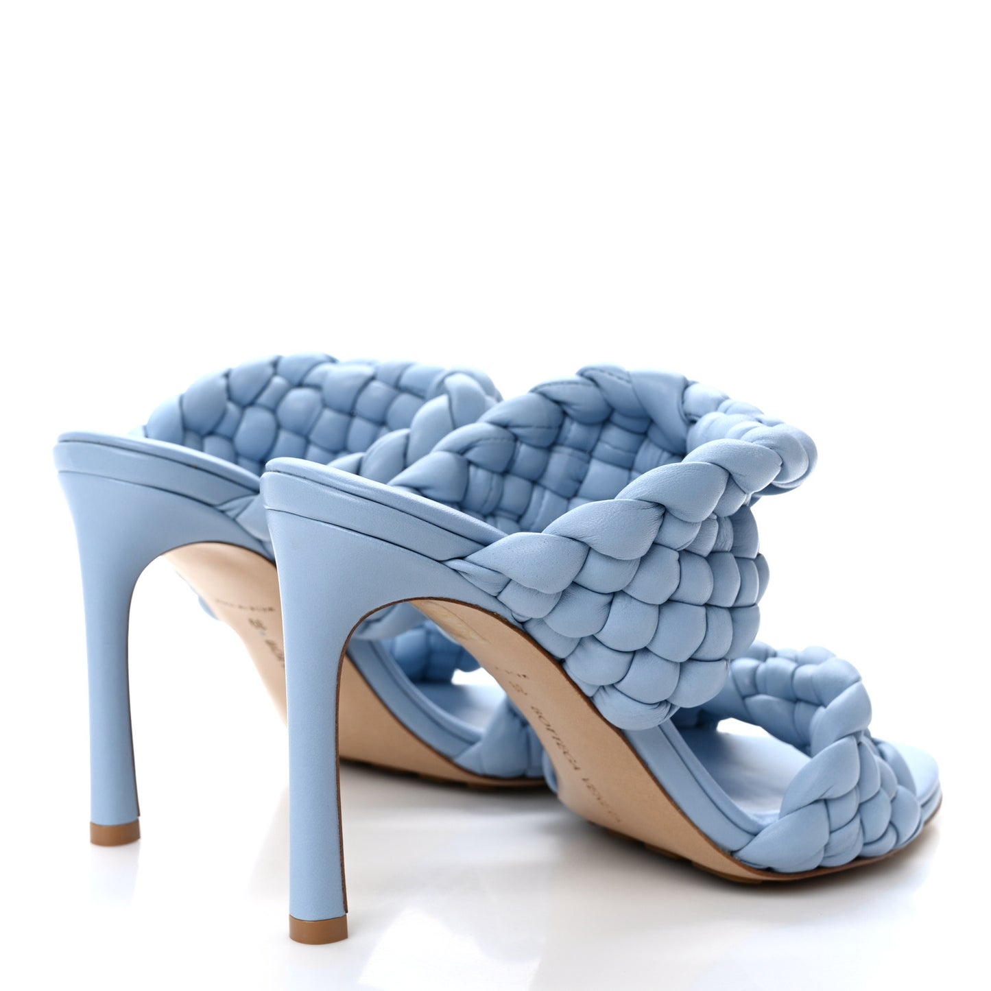 Nappa Twisted Padded Intrecciato Curve Slide Sandals 39 Ice