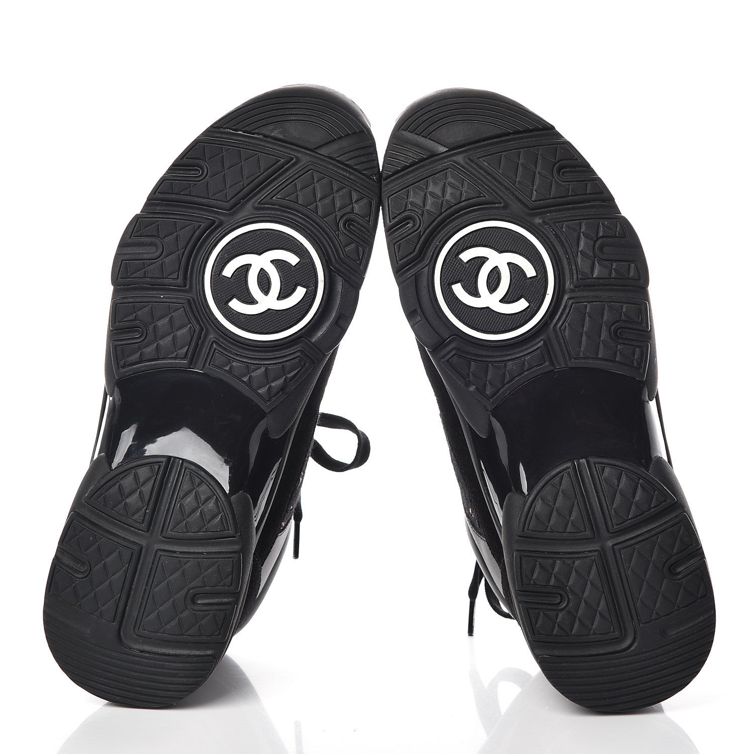 Chanel Velour Tweed CC Sneakers 37.5 Black Gold 5 of 8