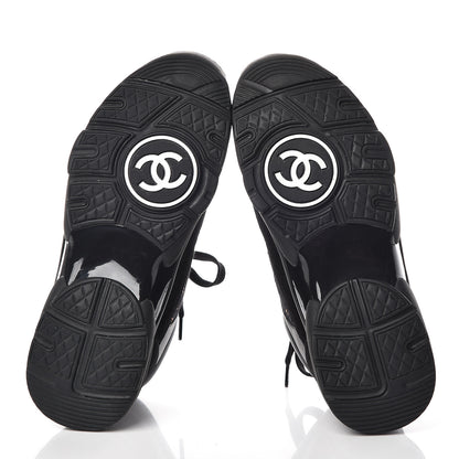 Chanel Velour Tweed CC Sneakers 37.5 Black Gold 5 of 8