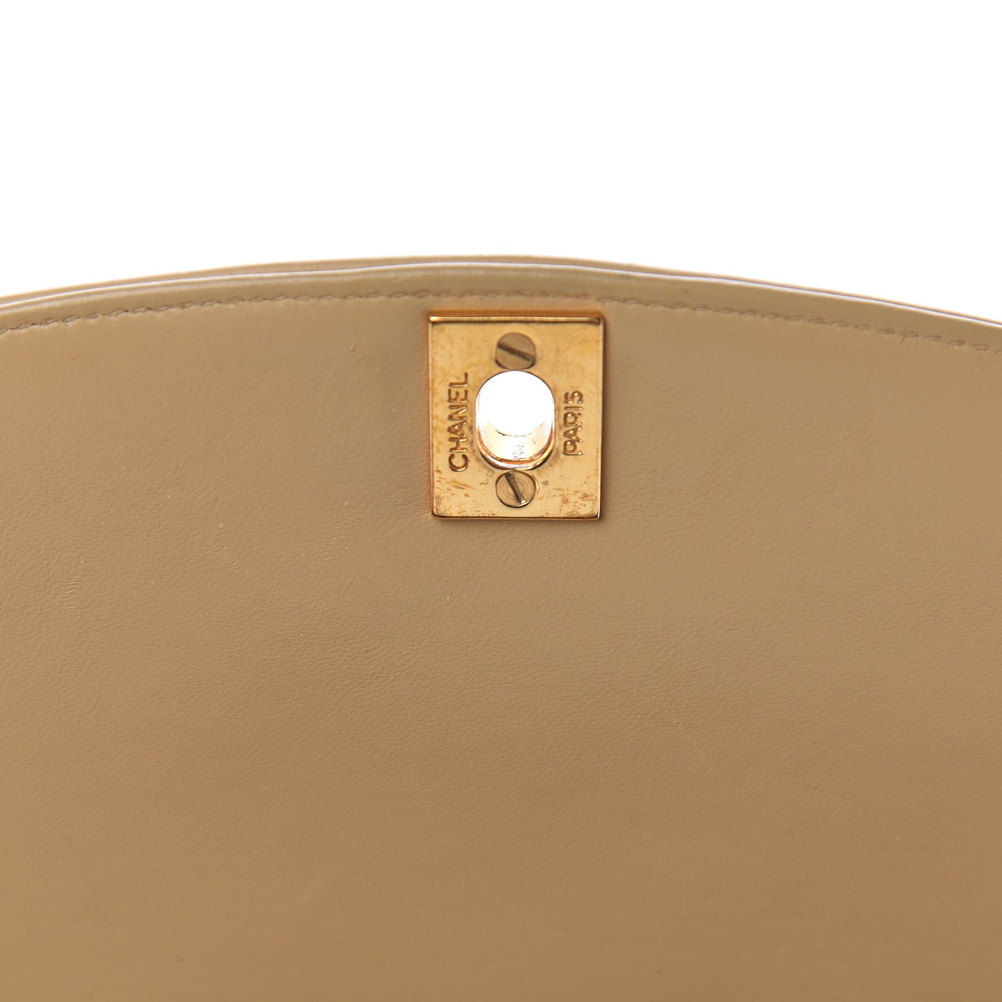 Lambskin Quilted Small Single Flap Beige