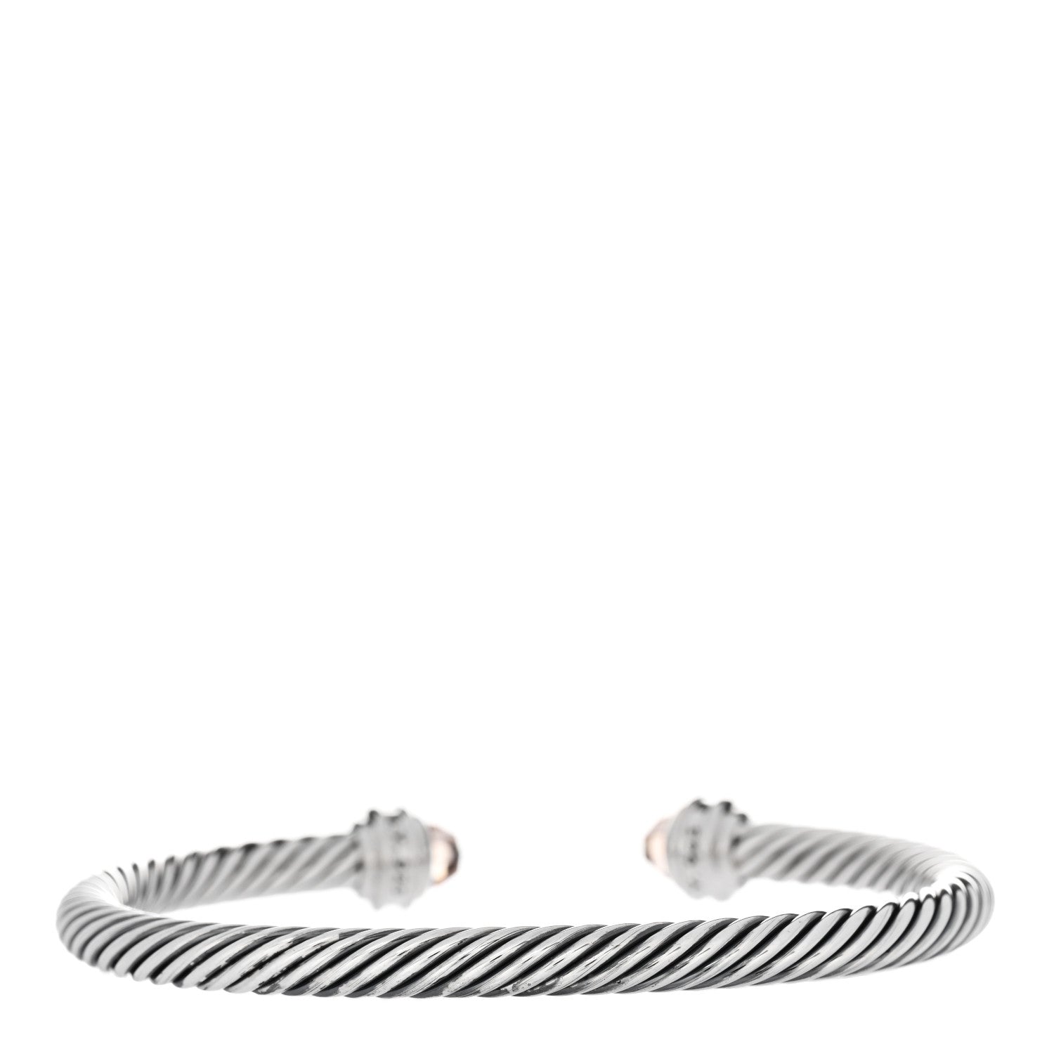 David Yurman Sterling Silver Diamond Morganite 5mm Cable Classics Princess Bracelet 2 of 3