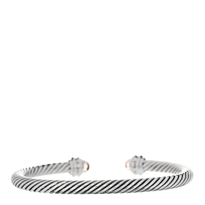 David Yurman Sterling Silver Diamond Morganite 5mm Cable Classics Princess Bracelet 2 of 3
