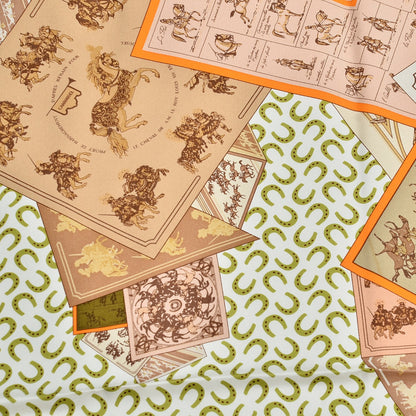 Hermes Silk Cheval Phoenix Scarf 140 Beige Orange Kaki 8 of 10
