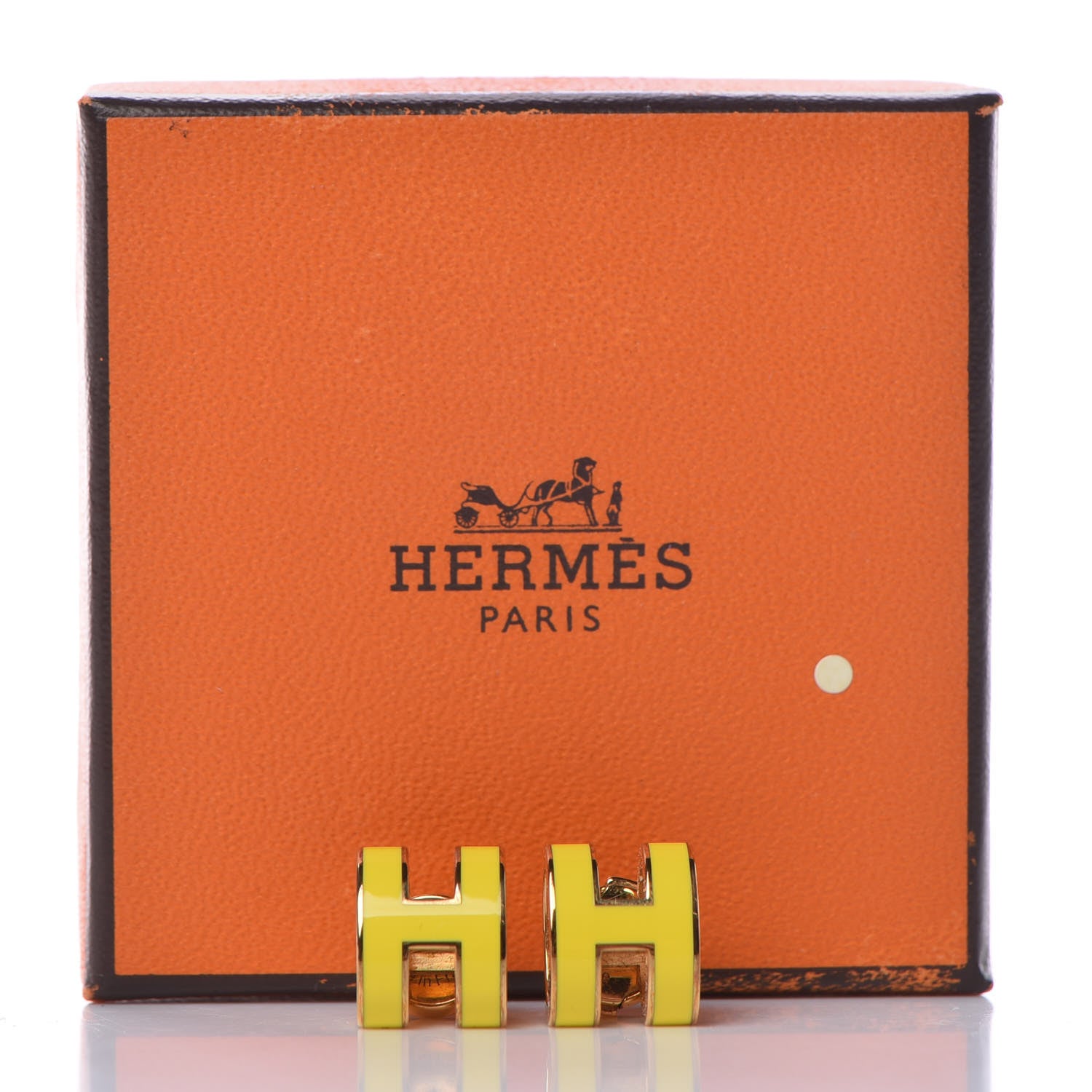 Hermes Gold Lacquered Pop H Earrings Jaune Sature 7 of 7