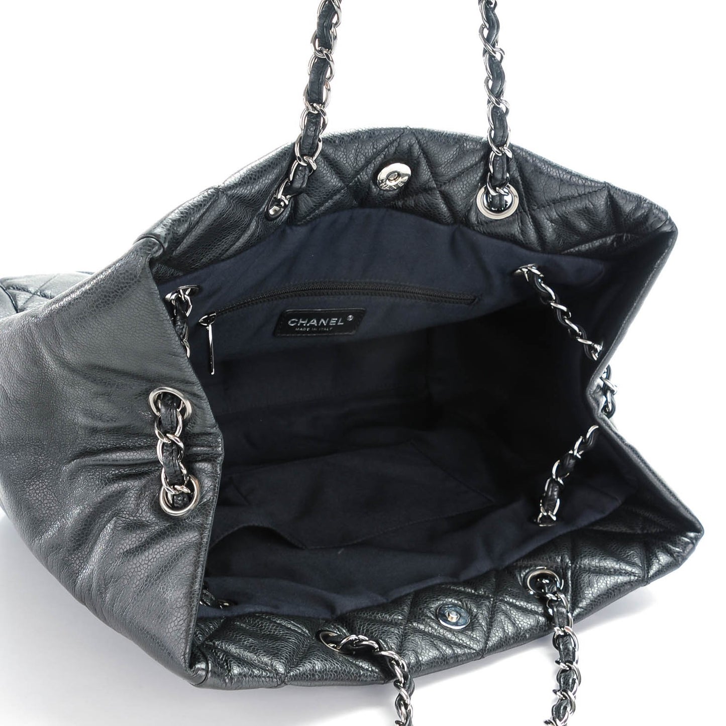 Soft Caviar Quilted Large Cells Tote Black