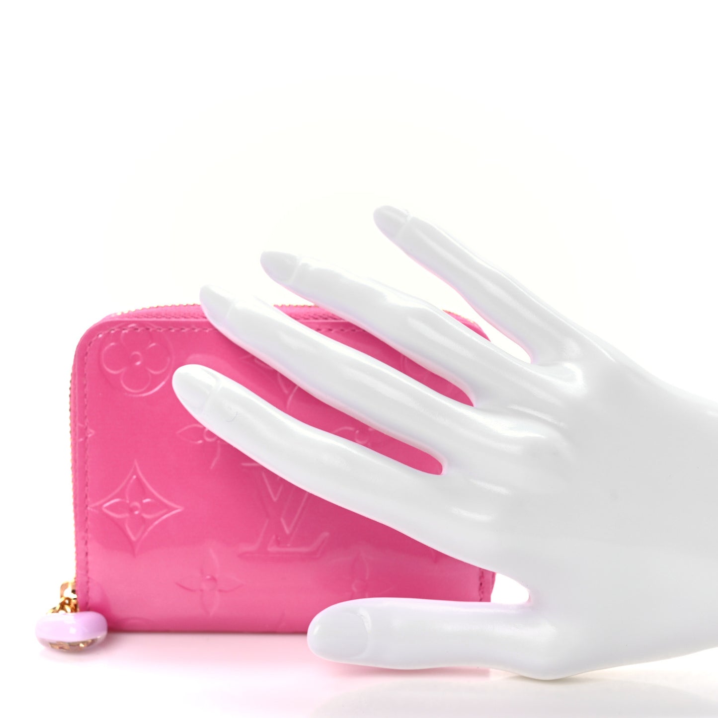 Vernis Enamel Heart Zippy Coin Purse Neon Pink