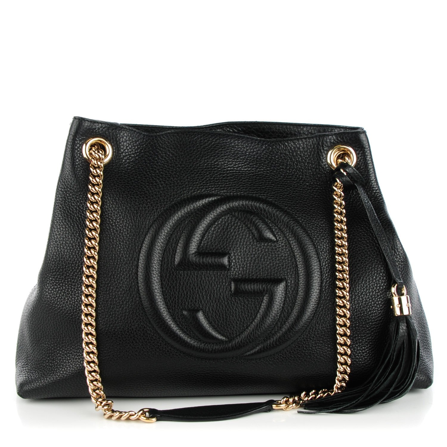 Gucci Pebbled Calfskin Medium Soho Chain Shoulder Bag Black 1 of 7
