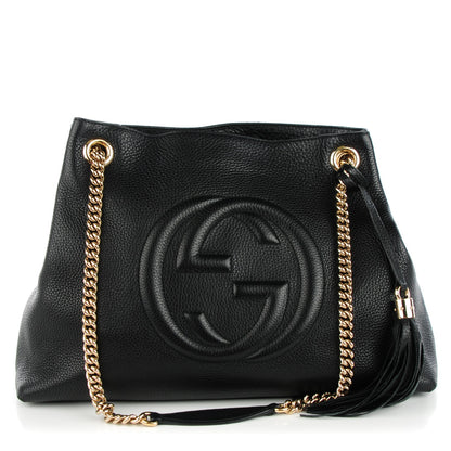 Gucci Pebbled Calfskin Medium Soho Chain Shoulder Bag Black 1 of 7