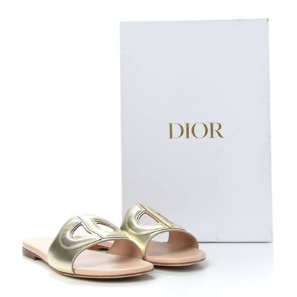 Christian Dior Metallic Calfskin D-Club Mule Sandal 37 Light Gold 11 of 11