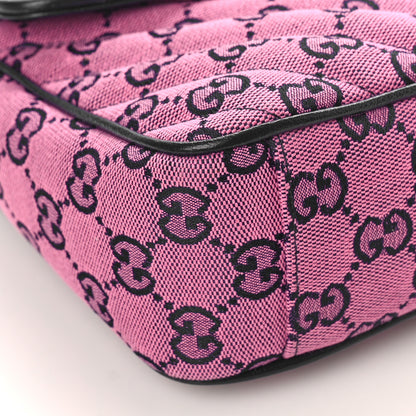 Gucci Monogram Multicolor Matelasse Diagonal Small GG Marmont Shoulder Bag Pink Blue 8 of 9