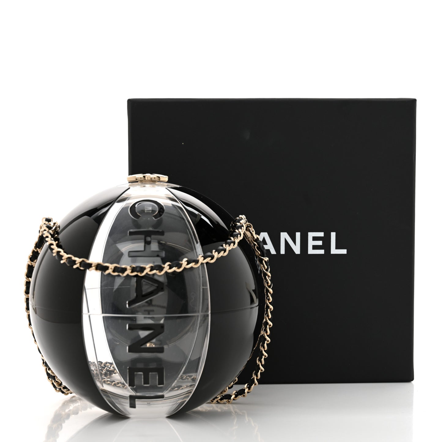 Plexiglass Coco Beach Ball Minaudiere Clutch  Black