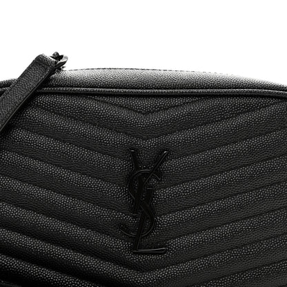 Saint Laurent Grain De Poudre Matelasse Monochrome Monogram Mini Lou Camera Bag Black 5 of 9