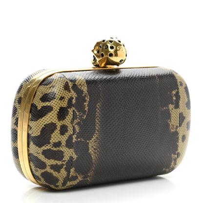 Alexander McQueen Snakeskin Skull Box Clutch Black 3 of 9