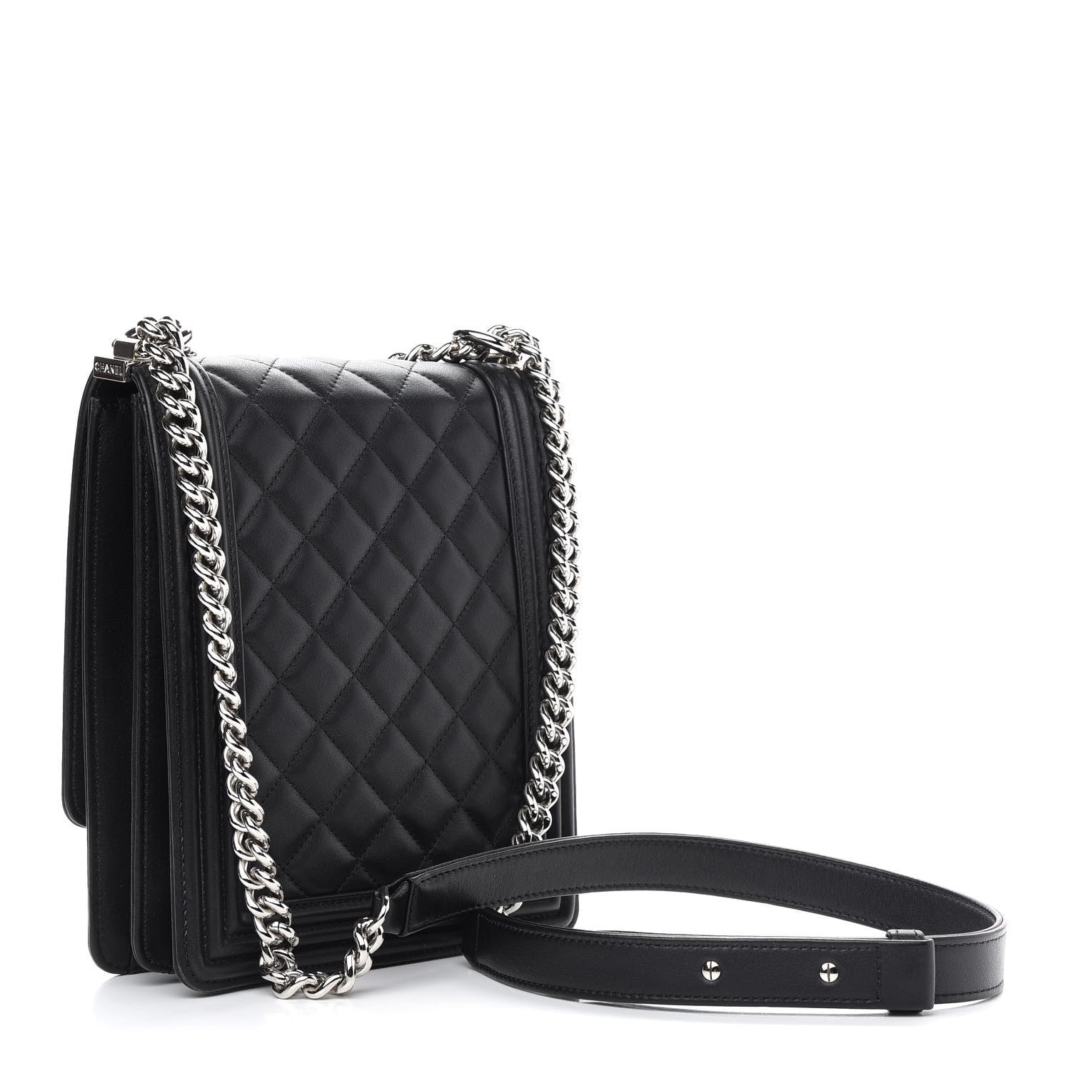 Chanel Calfskin Quilted North South Boy Flap Black 3 of 9