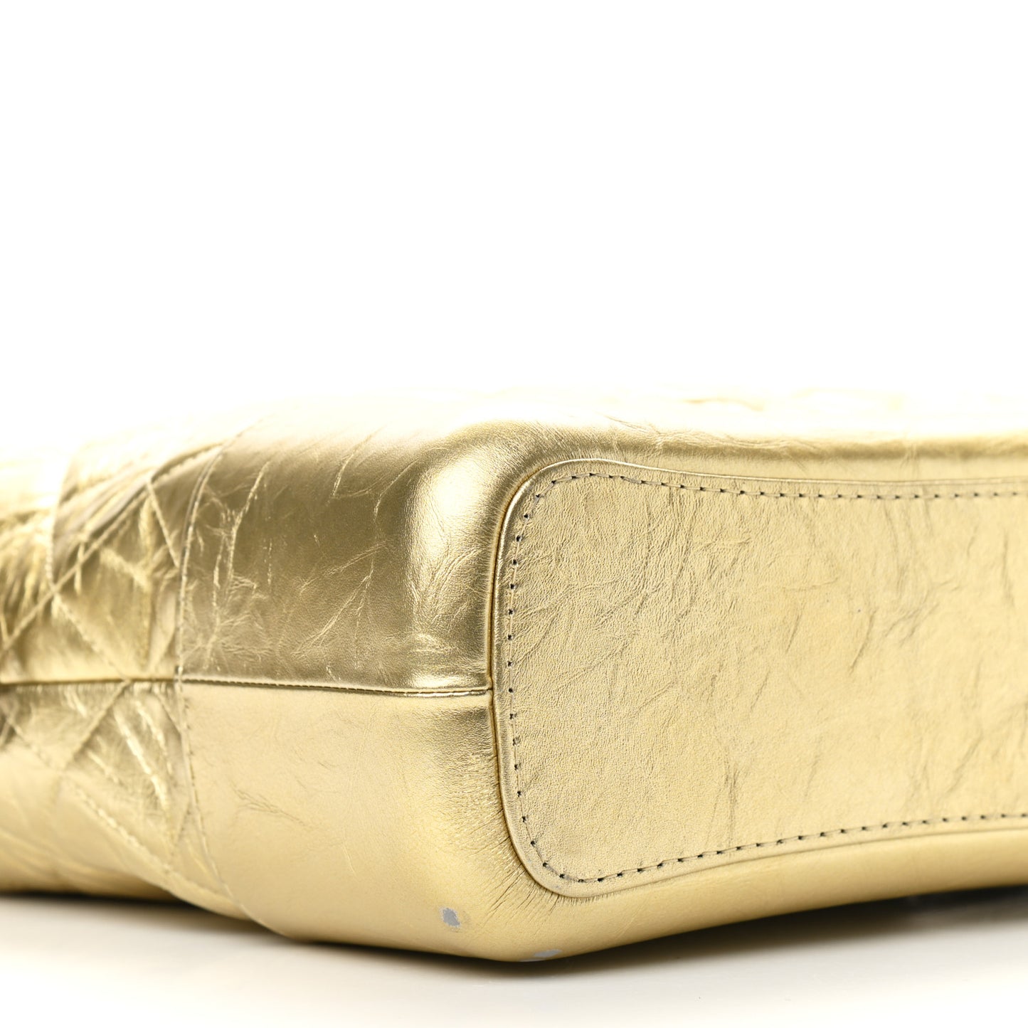 Metallic Aged Calfskin Quilted Medium Gabrielle Gold
