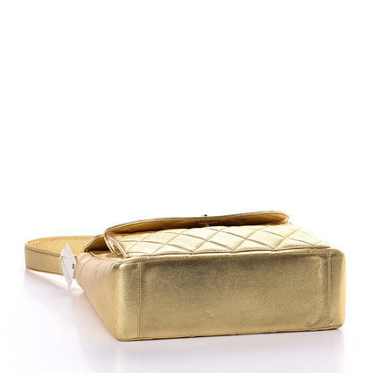 Chanel Metallic Lambskin Quilted Double Pocket Shoulder Bag Gold 4 of 11