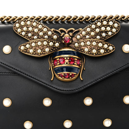 Gucci Nappa Pearl Studded Mini Queen Margaret Broadway Shoulder Bag Black 8 of 11