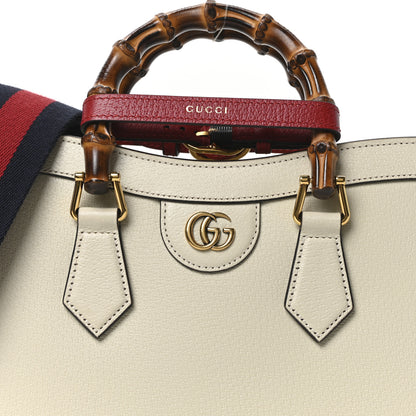 Gucci Textured Dollar Calfskin Web Small Diana Tote Bag Mystic White 7 of 9