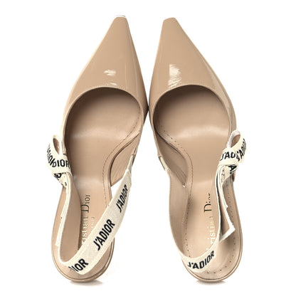 Christian Dior Patent Ribbon J'Adior Slingback 100mm Pumps 38.5 Nude 2 of 8