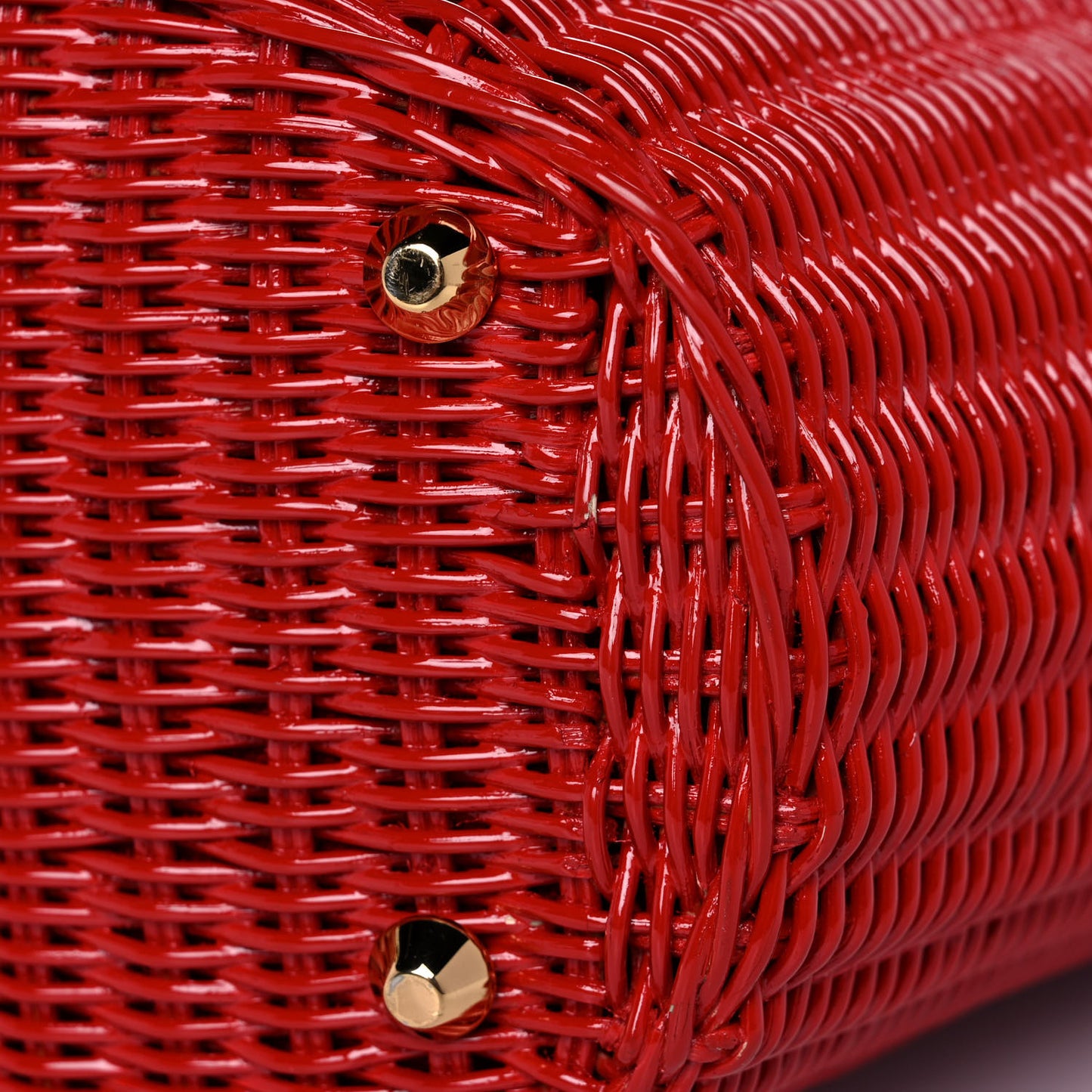 Wicker Canvas Shoulder Bag Rosso