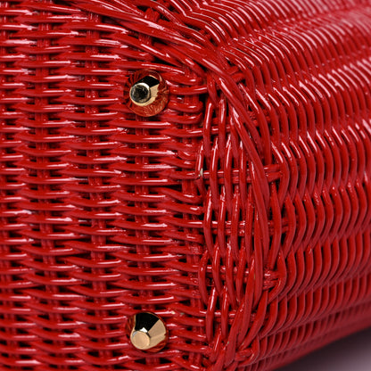 Prada Wicker Canvas Shoulder Bag Rosso 12 of 13