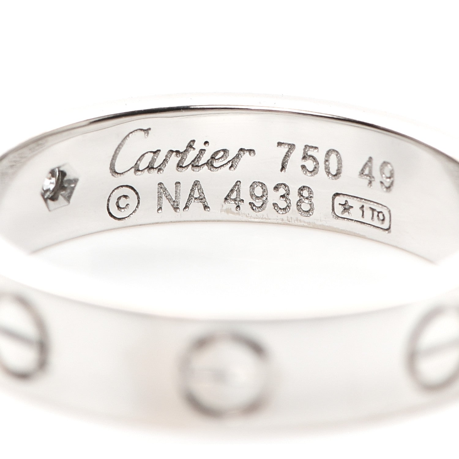 Cartier 18K White Gold Diamond 4mm LOVE Wedding Band Ring 49 4.75 4 of 5