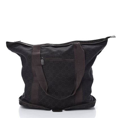 Gucci Denim Monogram Large Collapsible Travel Tote Dark Brown 3 of 9