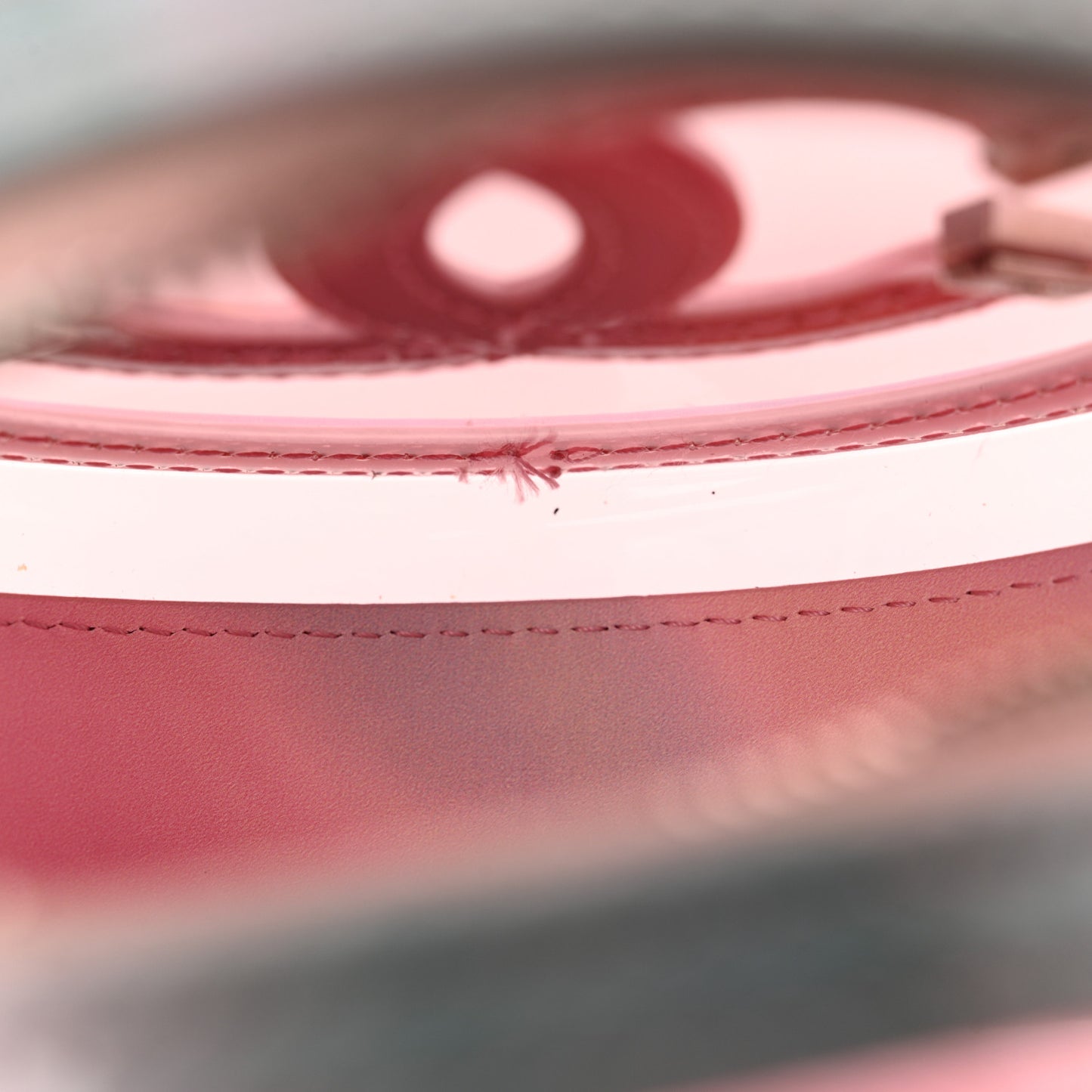 PVC Lambskin Filigree Round Clutch With Chain Pink