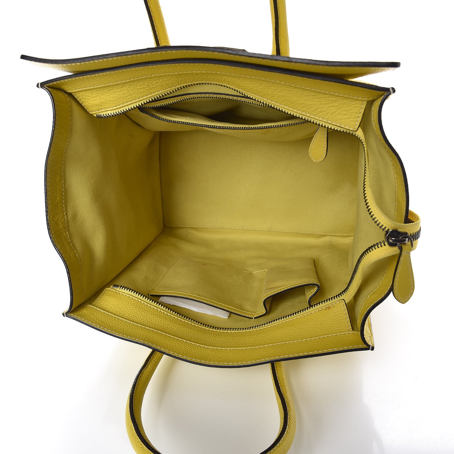 Celine Drummed Calfskin Mini Luggage Chartreuse 5 of 8