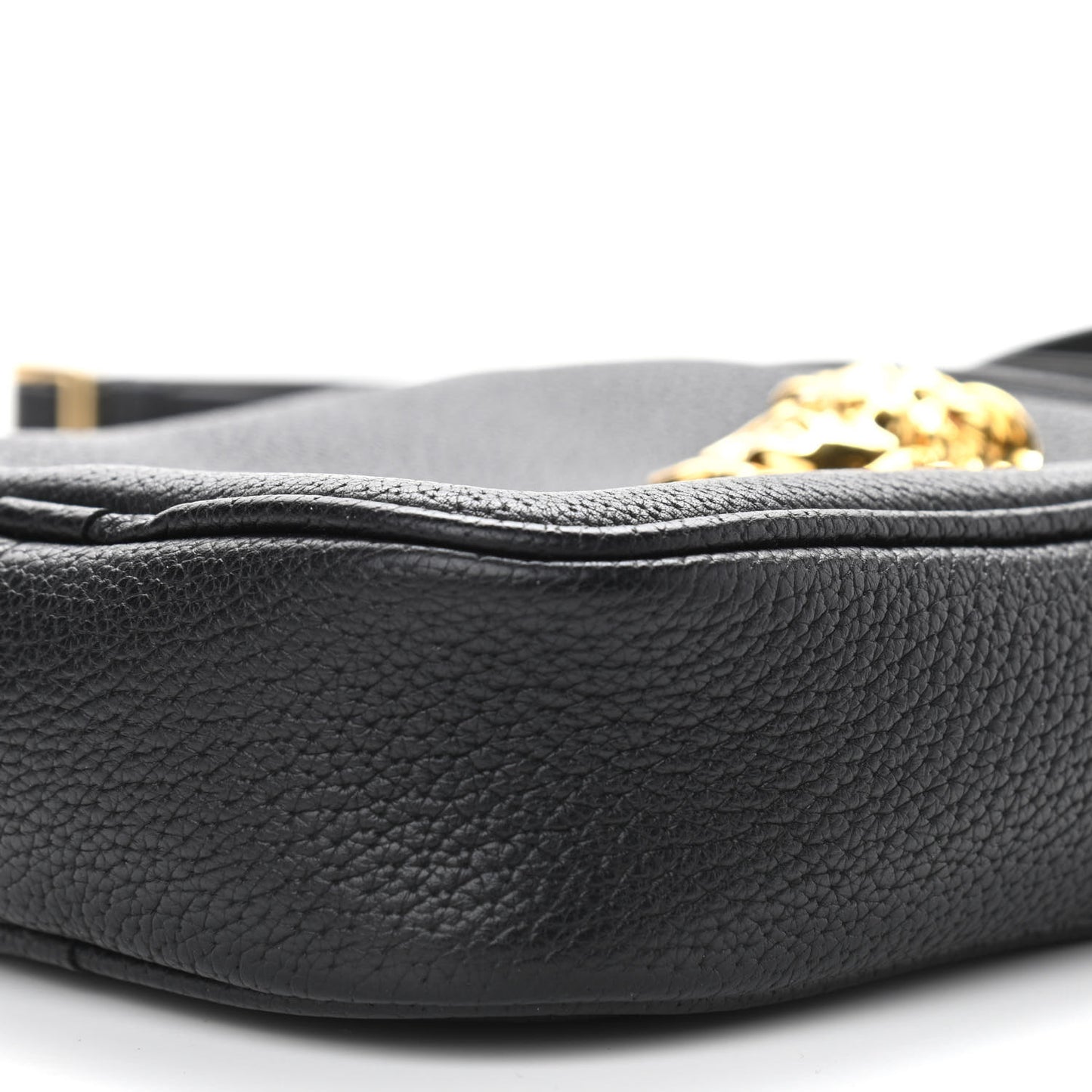 Grained Calfskin Small Medusa Messenger Bag Black