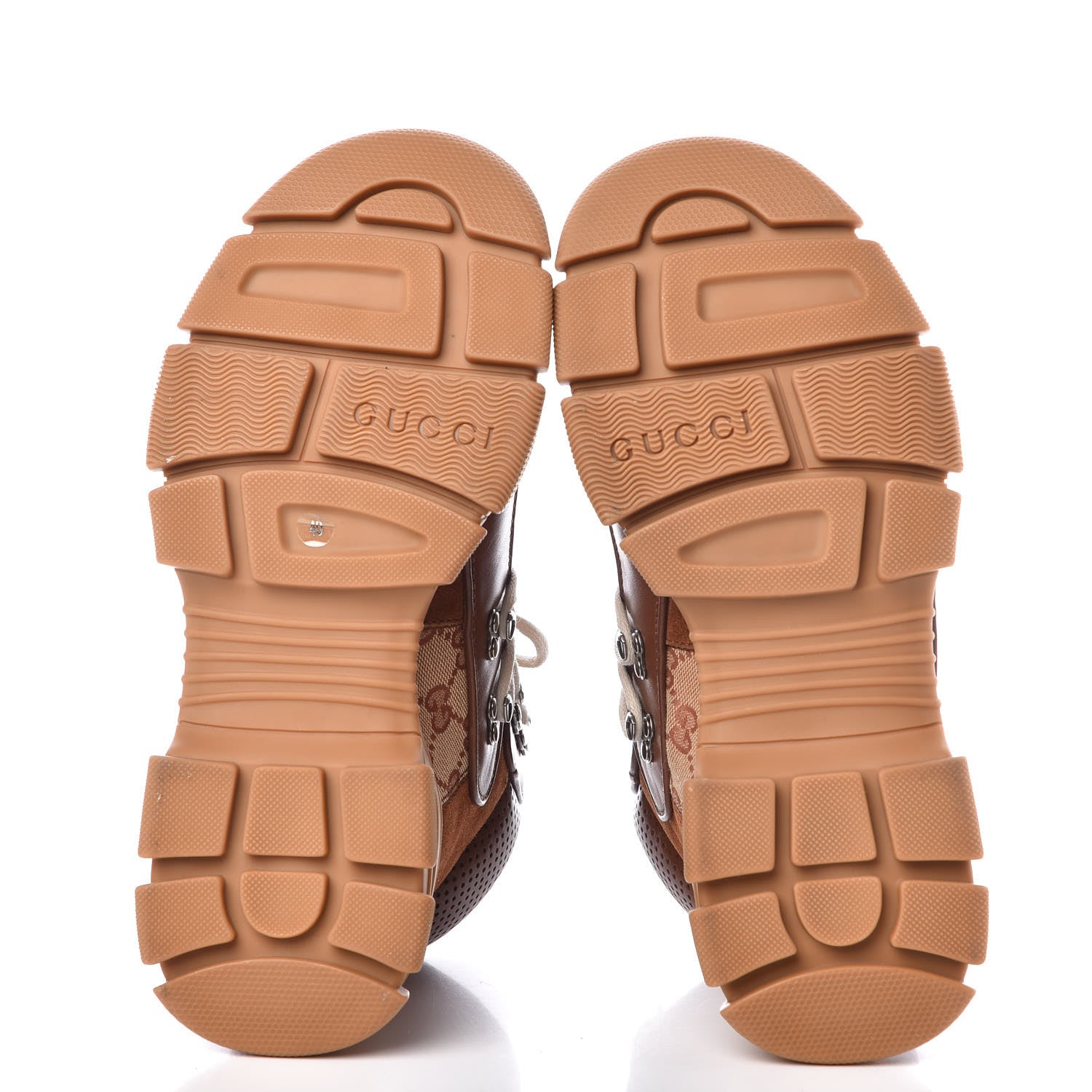 Gucci X SEGA Suede Calfskin GG Monogram Womens Flashtrek High-Top Sneakers 40 New Cuir Beige Ruggine 5 of 10
