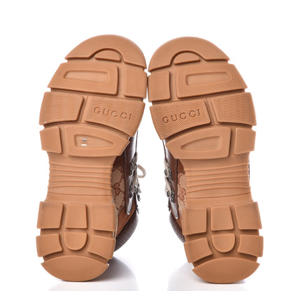 Gucci X SEGA Suede Calfskin GG Monogram Womens Flashtrek High-Top Sneakers 40 New Cuir Beige Ruggine 5 of 10