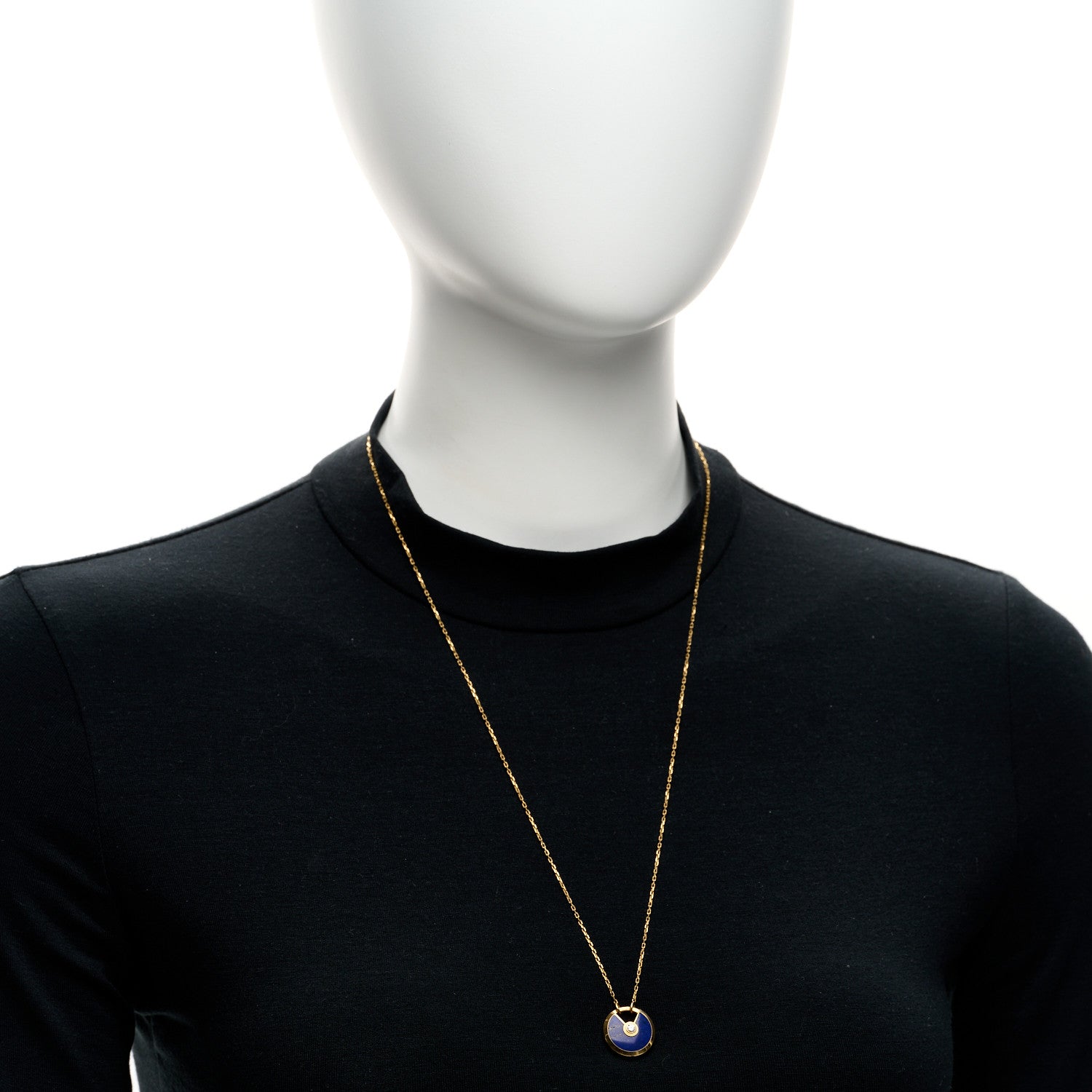 Cartier 18K Yellow Gold Diamond Lapis Lazuli SM Amulette de Cartier Pendant Necklace 2 of 4