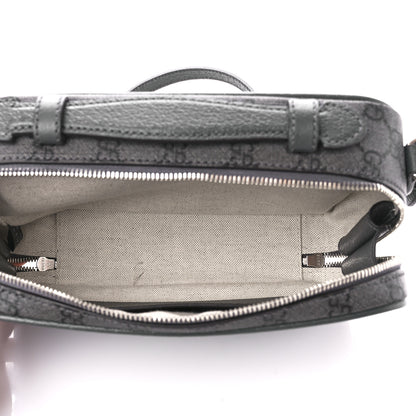 Gucci GG Supreme Monogram Textured Dollar Calfskin Small Ophidia Top Handle Shoulder Grey Black Graphite Grey 5 of 10