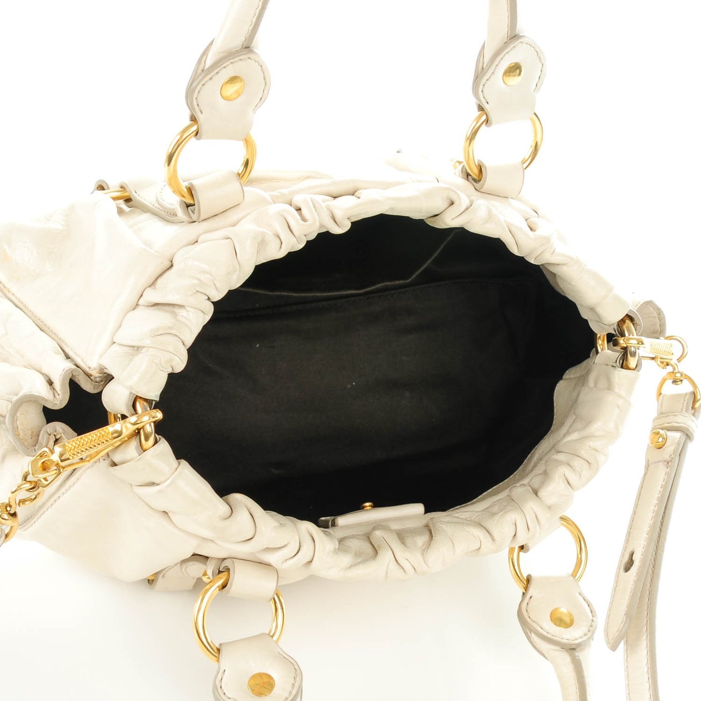 Vitello Lux Gathered Tote Quarzo