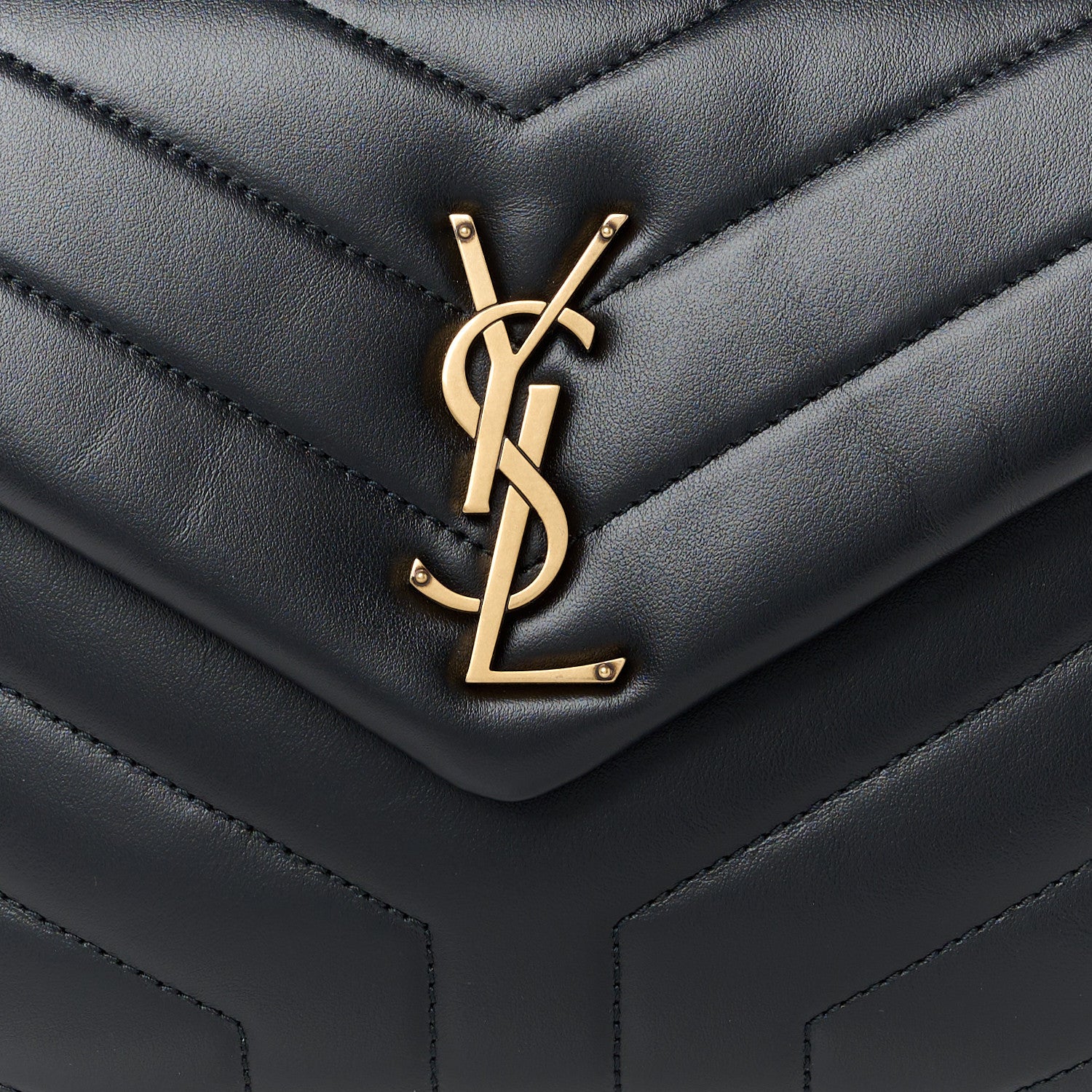 Saint Laurent Calfskin Y Quilted Monogram Small Loulou Chain Satchel Black 9 of 12