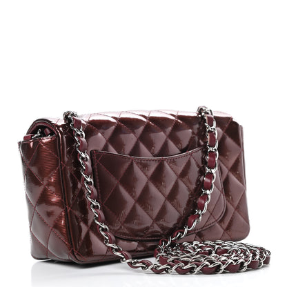 Chanel Striated Patent Quilted Mini Rectangular Flap Burgundy 3 of 14