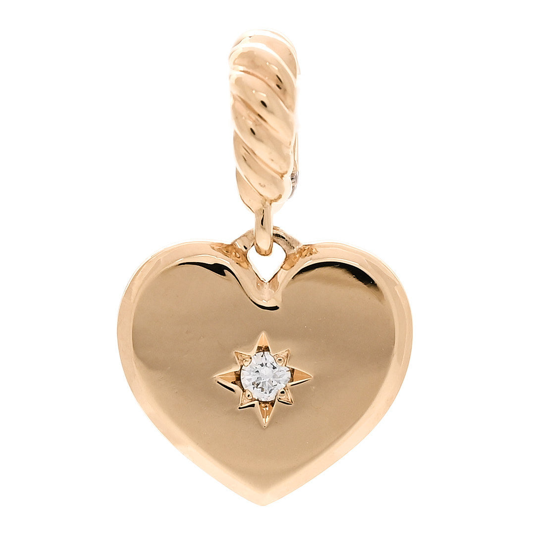 18K Yellow Gold Diamond Compass Heart Pendant