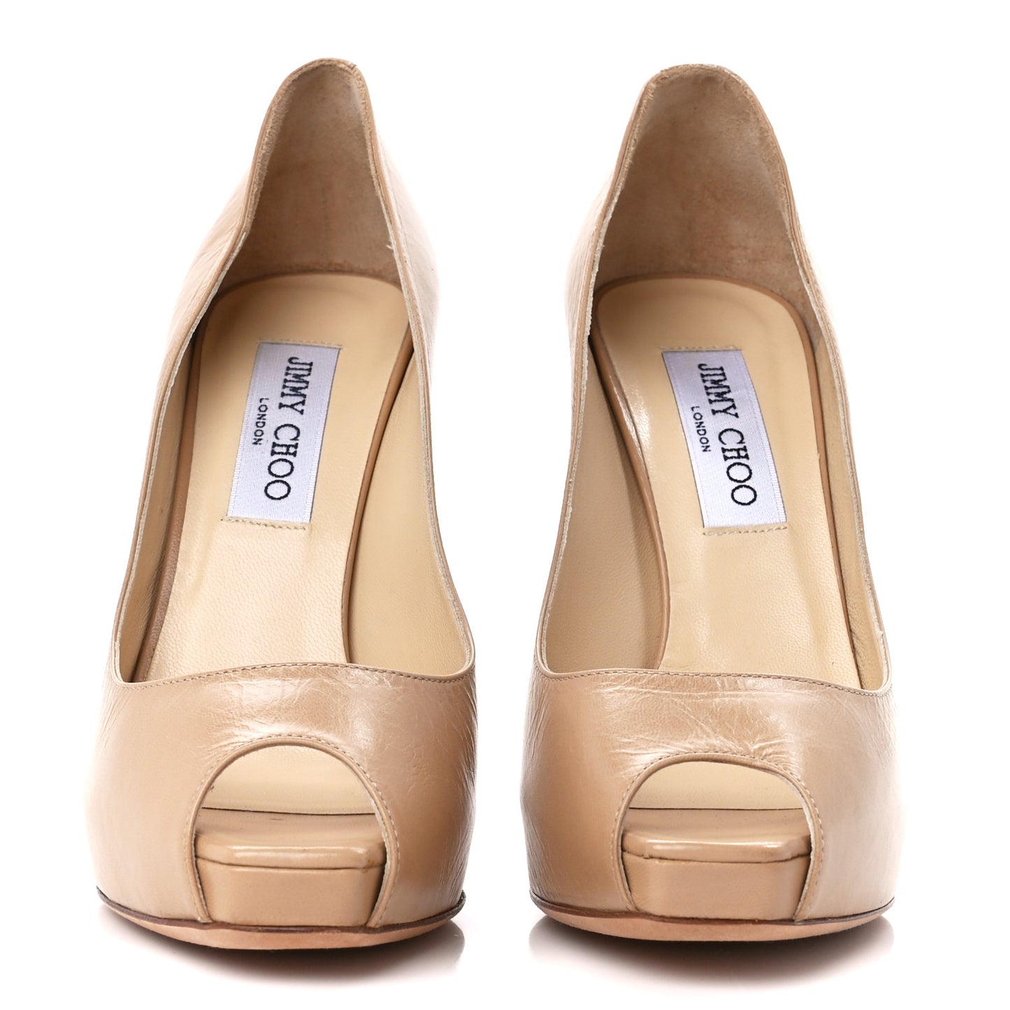 Calfskin Platform Peep Toe Pumps 38 Nude