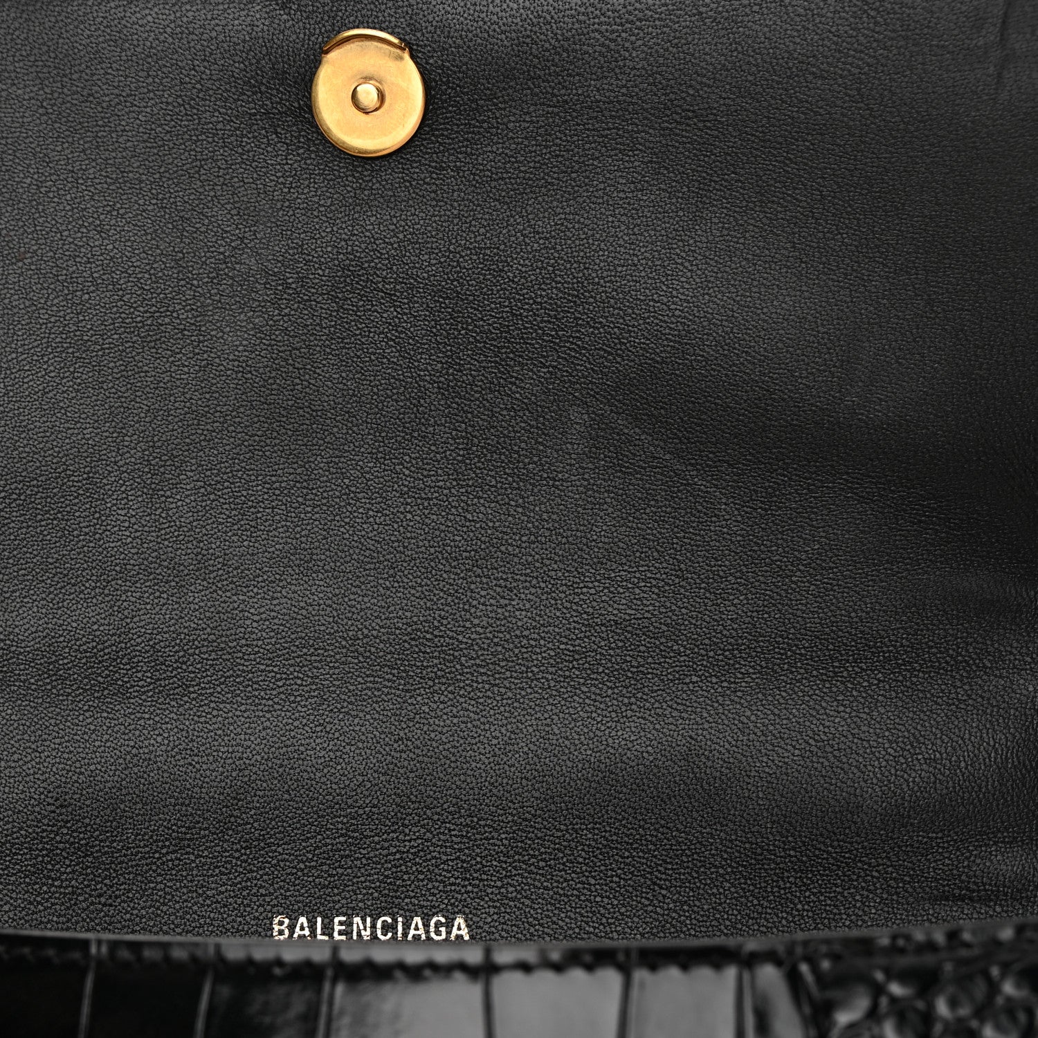 Balenciaga Shiny Calfskin Crocodile Embossed Small Hourglass Top Handle Bag Black 12 of 16