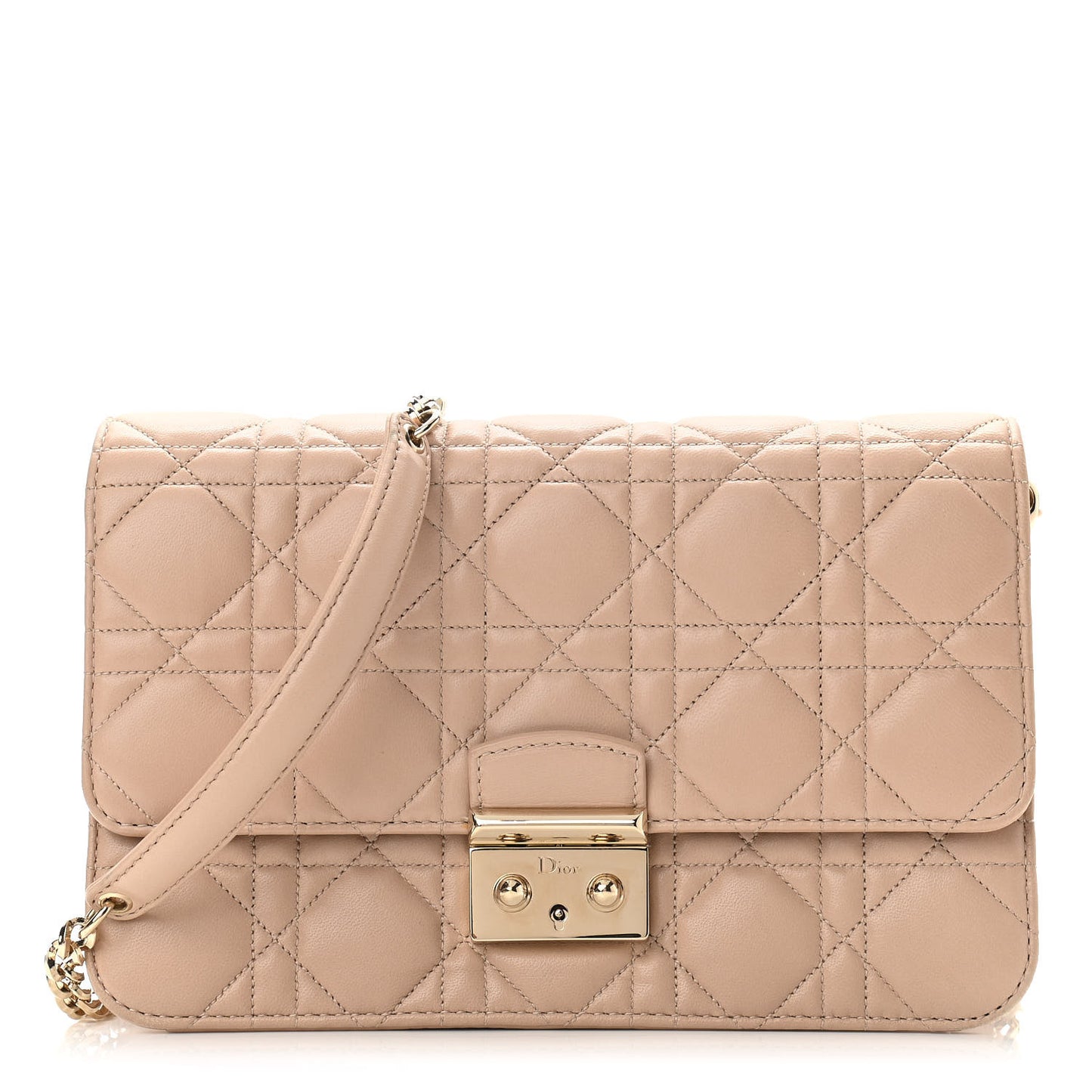 Lambskin Cannage Miss Dior Promenade Pouch Beige