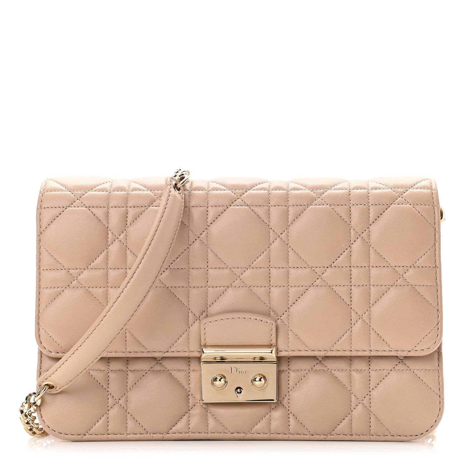 Christian Dior Lambskin Cannage Miss Dior Promenade Pouch Beige 1 of 10