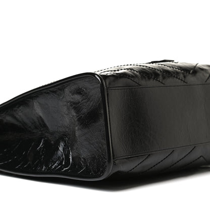 Saint Laurent Crinkled Calfskin Matelasse Monogram Medium Niki Shopper Tote Black 11 of 14