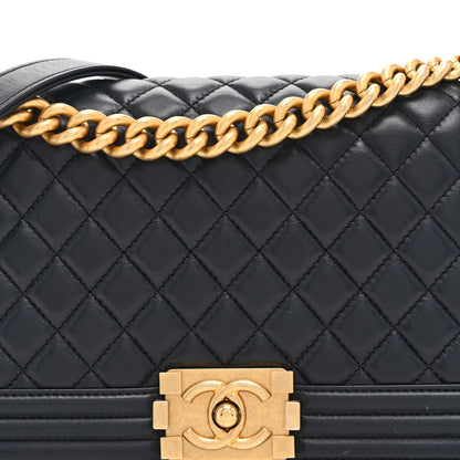 Chanel Lambskin Quilted Medium Boy Flap Dark Navy Navy 14 of 19