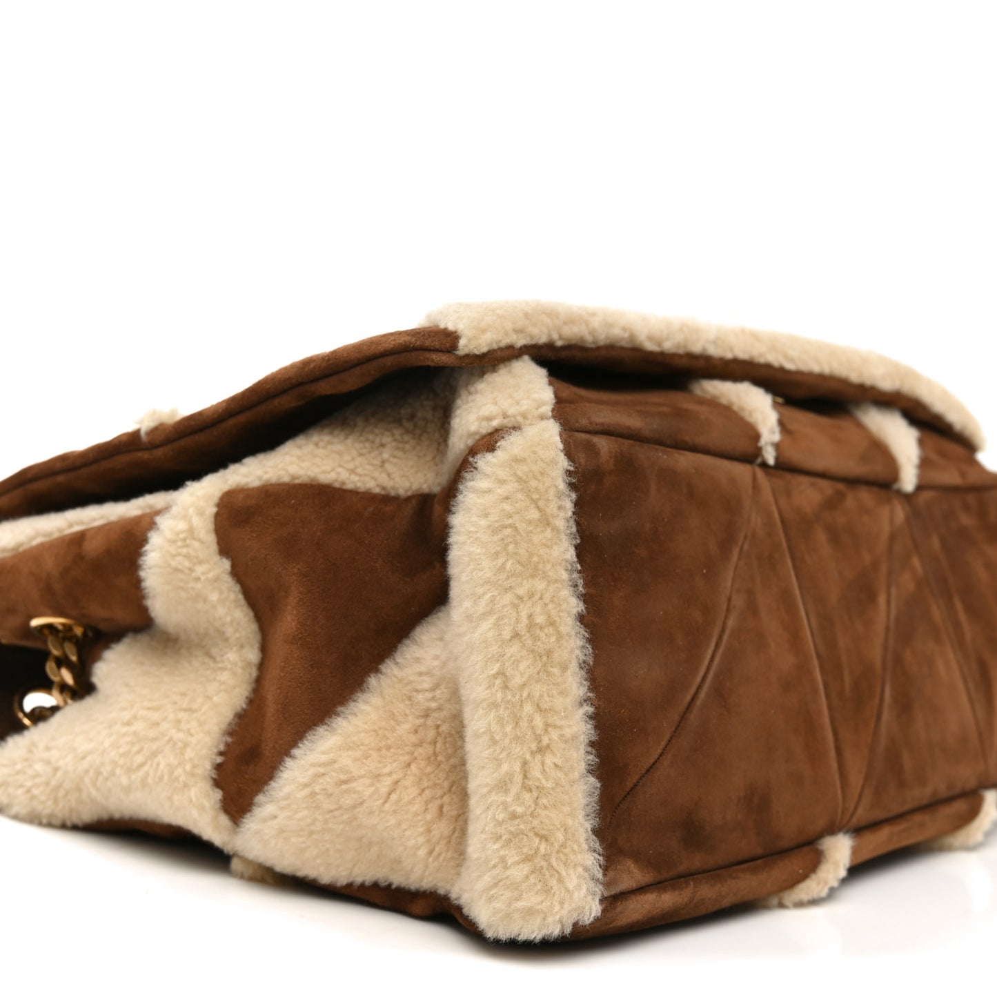 Suede Shearling Patchwork Monogram Giant Jamie Brown Beige