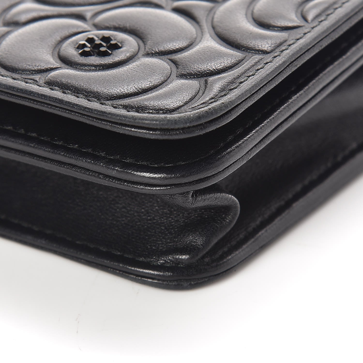 Chanel Lambskin Camellia Crystal Wallet on Chain WOC Black 11 of 14