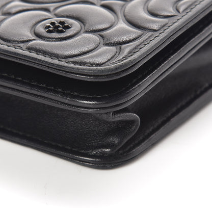 Chanel Lambskin Camellia Crystal Wallet on Chain WOC Black 11 of 14