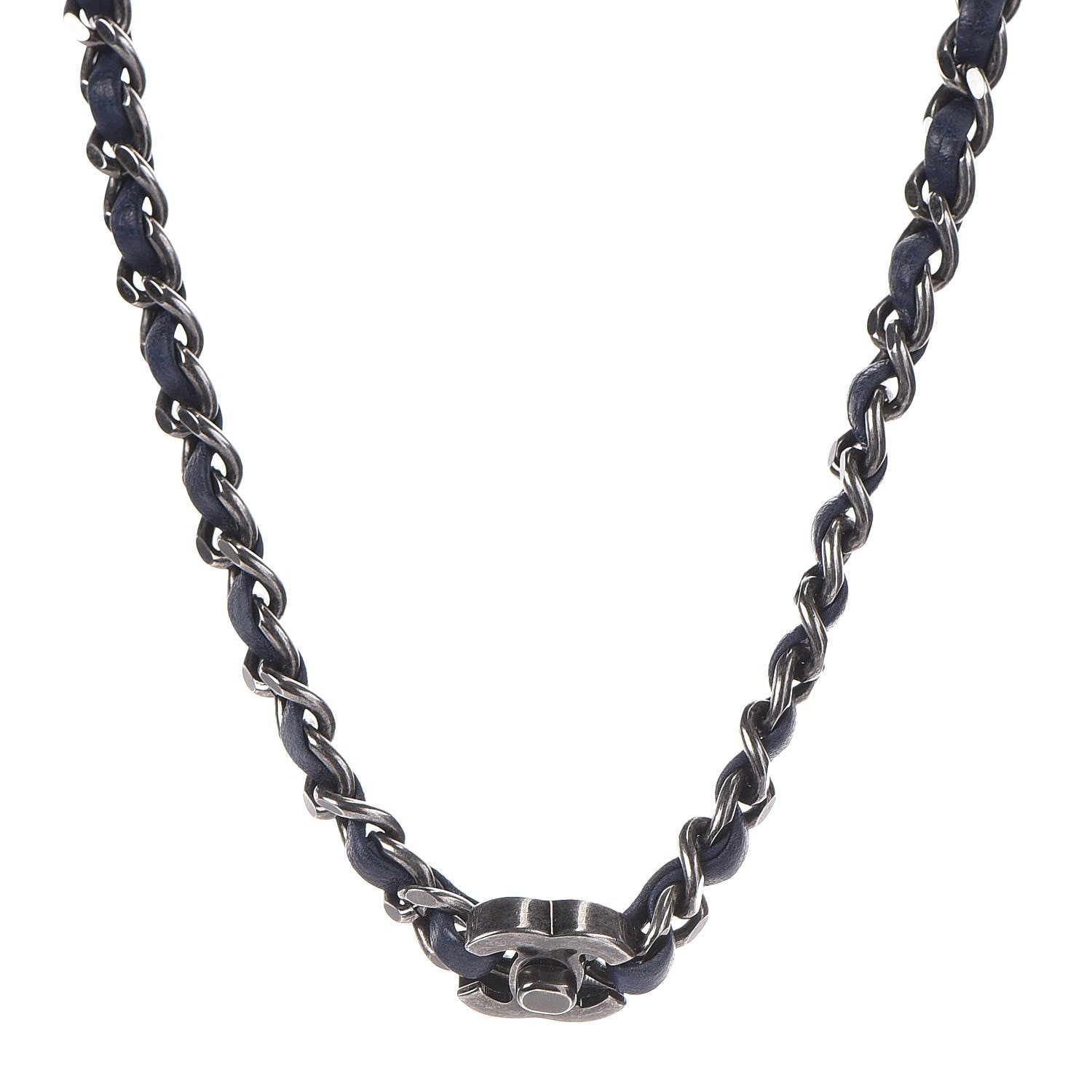 Chanel Lambskin CC Turnlock Choker Necklace Navy Blue 1 of 5
