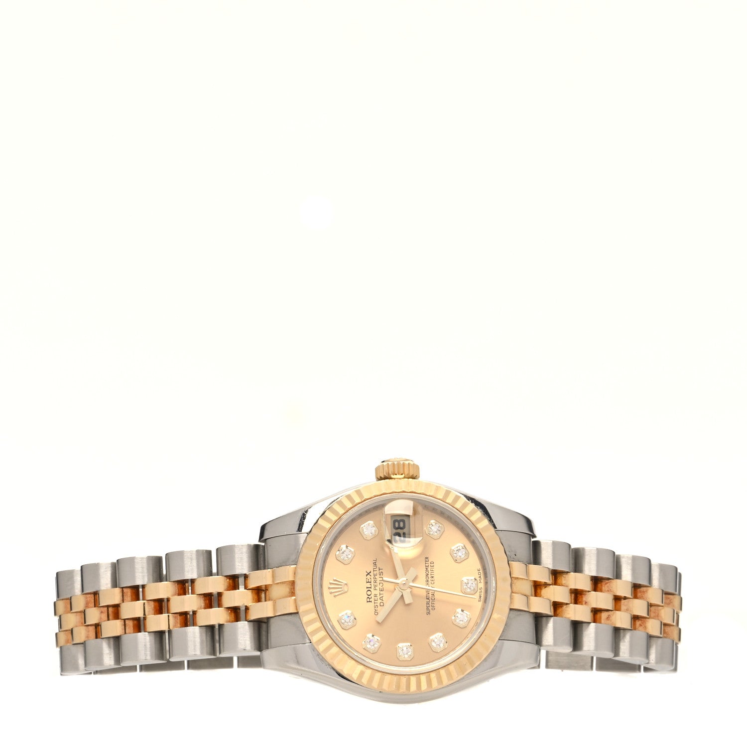 Rolex Stainless Steel 18K Yellow Gold Diamond 26mm Oyster Perpetual Datejust Watch Champagne 179173 2 of 5
