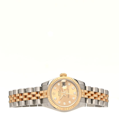 Rolex Stainless Steel 18K Yellow Gold Diamond 26mm Oyster Perpetual Datejust Watch Champagne 179173 2 of 5